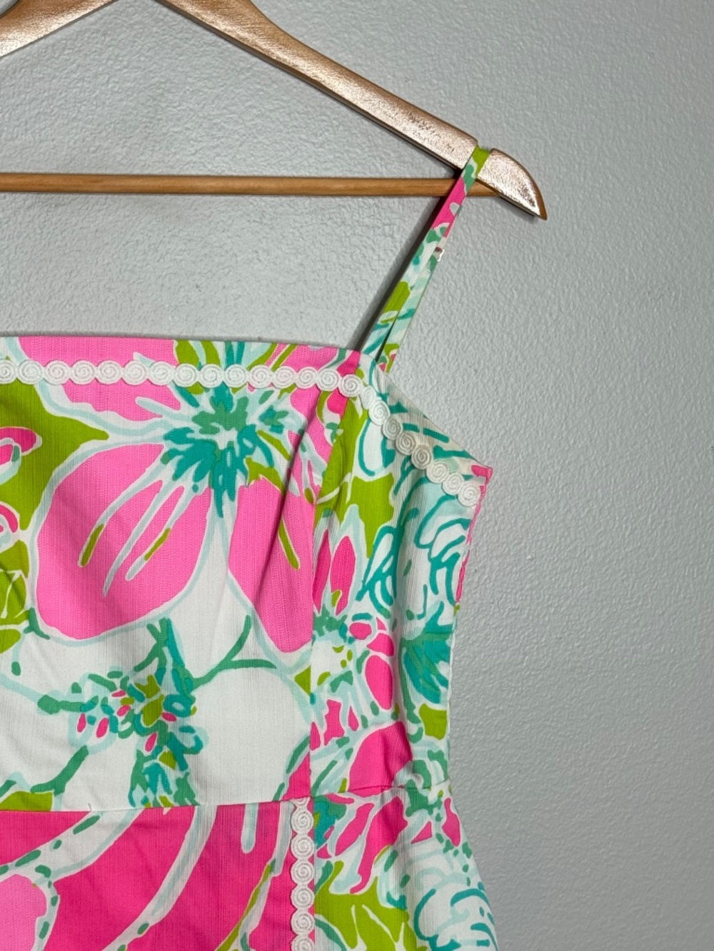 Lilly Pulitzer Jesse Skort Romper Dress Cotton Pink Green Floral Straps Sz 2 - Picture 3 of 16